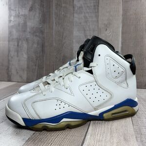 Air Jordan 6 Retro Sneakers Athletic Shoes Sport Blue White Womens 8.5 I Kids 7Y